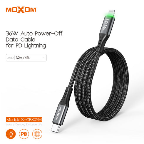 Moxom LX-CB805m 36W 1.2m Auto-Off Data Cable Black